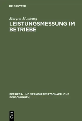 Momburg |  Leistungsmessung im Betriebe | eBook | Sack Fachmedien