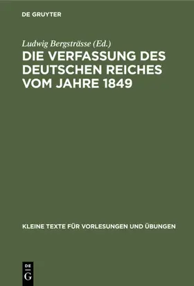 Bergsträsse |  Die Verfassung des Deutschen Reiches vom Jahre 1849 | eBook | Sack Fachmedien