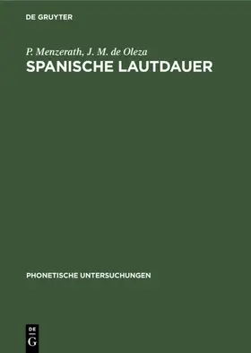 Menzerath / Oleza |  Spanische Lautdauer | eBook | Sack Fachmedien