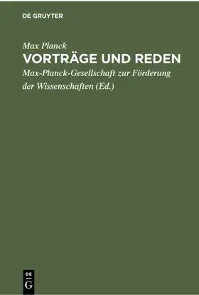 Planck |  Vorträge und Reden | eBook | Sack Fachmedien