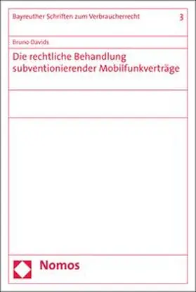 Davids |  Die rechtliche Behandlung subventionierender Mobilfunkverträge | eBook | Sack Fachmedien