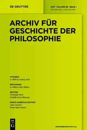 Hrsg. v. Horn, Christoph / Serck-Hanssen, Camilla |  Archiv für Geschichte der Philosophie | Zeitschrift |  Sack Fachmedien