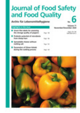  Journal of Food Safety and Food Quality - Archiv für Lebensmittelhygiene | Zeitschrift |  Sack Fachmedien