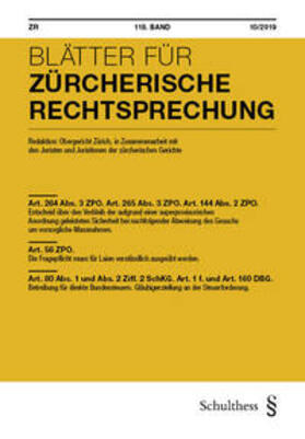  ZR - Blätter für Zürcherische Rechtsprechung | Zeitschrift |  Sack Fachmedien