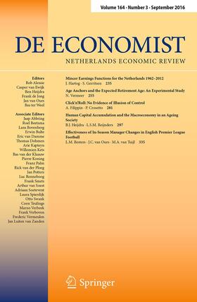 Editors: R. Alessie / B. Heijdra / J.C. van Ours / A. van Soest / M. Verbeek / B. ter Weel |  De Economist | Zeitschrift |  Sack Fachmedien