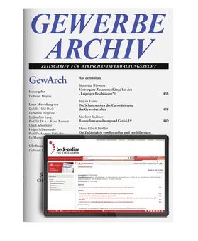 Herausgeber: Dr. Frank Hüpers |  Gewerbearchiv (GewArch) | Zeitschrift |  Sack Fachmedien