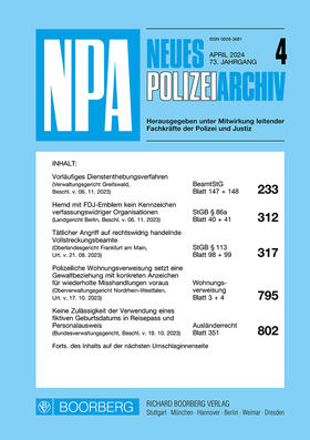 Neues Polizeiarchiv (NPA) | Zeitschrift |  Sack Fachmedien