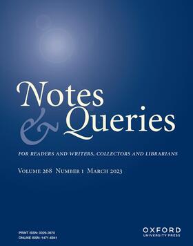  Notes and Queries | Zeitschrift |  Sack Fachmedien