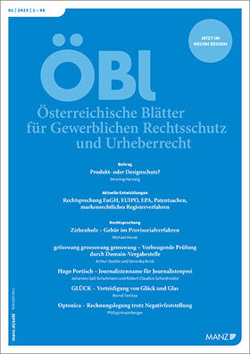  ÖBl - Österreichische Blätter für gewerblichen Rechtsschutz und Urheberrecht | Zeitschrift |  Sack Fachmedien