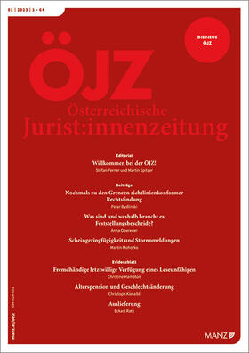 Manz‘sche Verlags-und Universitätsbuchhandlung GmbH |  Österreichische Jurist:Innenzeitung ÖJZ | Zeitschrift |  Sack Fachmedien
