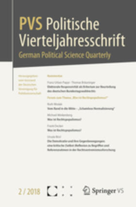 Vorstand der Deutschen Vereinigung für Politikwissenschaft |  Politische Vierteljahresschrift | Zeitschrift |  Sack Fachmedien