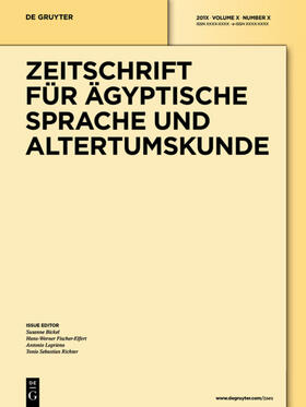 Hrsg. v. Bickel, Susanne / Fischer-Elfert, Hans-Werner / Loprieno, Antonio / Richter, Tonio Sebastian |  Zeitschrift für Ägyptische Sprache und Altertumskunde | Zeitschrift |  Sack Fachmedien