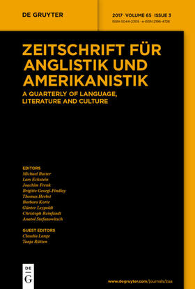 Hrsg. v. Butter, Michael / Eckstein, Lars / Frenk, Joachim / Georgi-Findlay, Brigitte / Herbst, Thomas / Korte, Barbara / Leypoldt, Günter / Reinfandt, Christoph / Stefanowitsch, Anatol |  Zeitschrift für Anglistik und Amerikanistik | Zeitschrift |  Sack Fachmedien