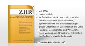 Deutscher Fachverlag GmbH, Fachmedien Recht, Frankfurt am Main |  ZHR | Zeitschrift |  Sack Fachmedien