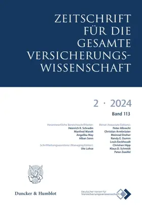 Deutscher Verein für Versicherungswissenschaft e.V. (DVfVW) |  Zeitschrift für die gesamte Versicherungswissenschaft | Zeitschrift |  Sack Fachmedien