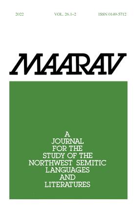 Maarav: A Journal for the Study of the Northwest Semitic Languages and Literatures | University of Chicago Press | Zeitschrift | sack.de