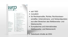 Deutscher Fachverlag GmbH, Fachmedien Recht, Frankfurt am Main |  wrp | Zeitschrift |  Sack Fachmedien