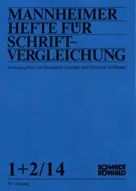 Bernadette Grunder / Elisabeth Hoffmann |  Mannheimer Hefte für Schriftvergleichung | Zeitschrift |  Sack Fachmedien