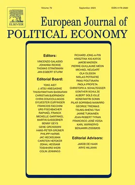 Editors: Toke Aidt, Vincenzo Galasso, Thomas Stratmann, Jan-Egbert Sturm |  European Journal of Political Economy | Zeitschrift |  Sack Fachmedien