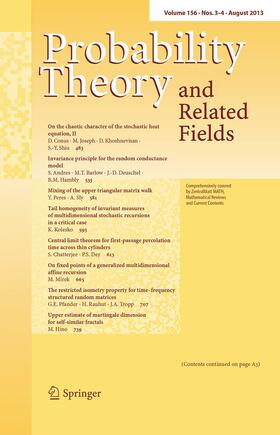  Probability Theory and Related Fields | Zeitschrift |  Sack Fachmedien