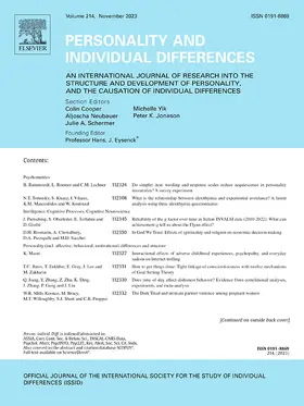  Personality and Individual Differences | Zeitschrift |  Sack Fachmedien