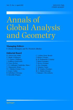  Annals of Global Analysis and Geometry | Zeitschrift |  Sack Fachmedien