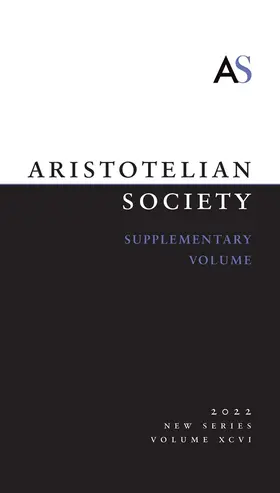  Aristotelian Society Supplementary Volume | Zeitschrift |  Sack Fachmedien