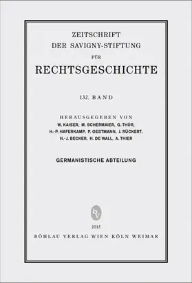 Hrsg. v. Oestmann, Peter / Rückert, Joachim / Haferkamp, Hans-Peter |  Zeitschrift der Savigny-Stiftung für Rechtsgeschichte: Germanistische Abteilung | Zeitschrift |  Sack Fachmedien