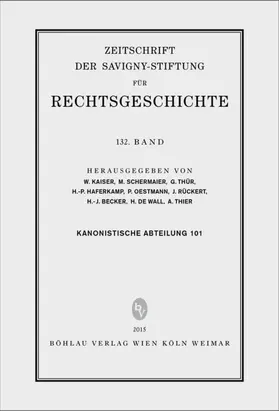 K .W. Nörr, H. J. Becker, A. Thier, H. de Wall |  Zeitschrift der Savigny-Stiftung für Rechtsgeschichte: Kanonistische Abteilung | Zeitschrift |  Sack Fachmedien