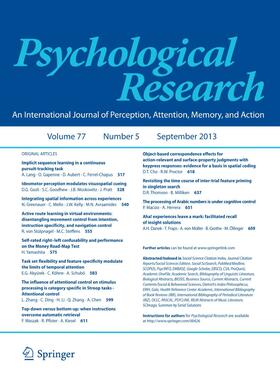 Editor-in-Chief: Bernhard Hommel |  Psychological Research | Zeitschrift |  Sack Fachmedien