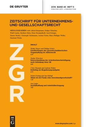  Zeitschrift für Unternehmens- und Gesellschaftsrecht | Zeitschrift |  Sack Fachmedien