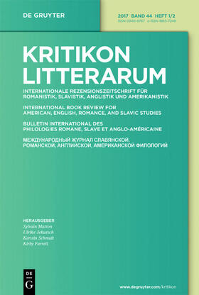 Hrsg. v. Farrell, Kirby / Matton, Sylvain / Schmidt, Kerstin / Jekutsch, Ulrike |  Kritikon Litterarum | Zeitschrift |  Sack Fachmedien