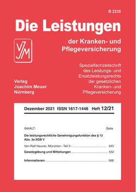 Die Leistungen der Kranken- und Pflegeversicherung | Verlag Joachim Meuer | Zeitschrift | sack.de