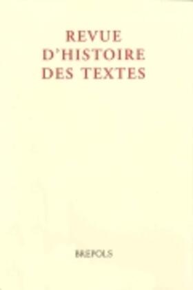 Revue d'histoire des textes | Brepols | Zeitschrift | sack.de