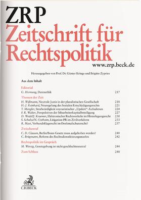 Günter Krings, Brigitte Zypries |  Zeitschrift für Rechtspolitik (ZRP) | Zeitschrift |  Sack Fachmedien