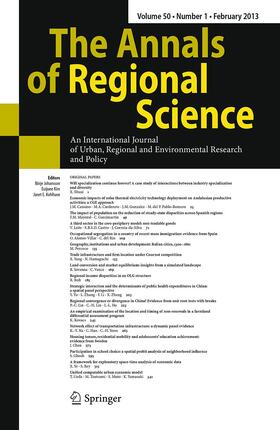  The Annals of Regional Science | Zeitschrift |  Sack Fachmedien