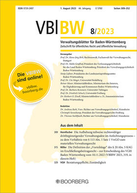 Verwaltungsblätter für Baden-Württemberg (VBlBW) | Richard Boorberg Verlag | Zeitschrift | sack.de