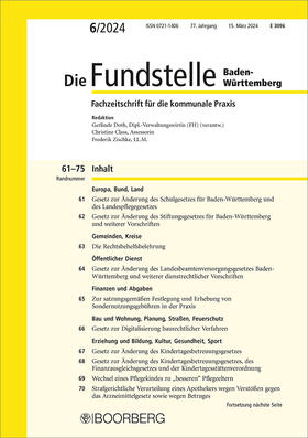  Die Fundstelle Baden-Württemberg | Zeitschrift |  Sack Fachmedien