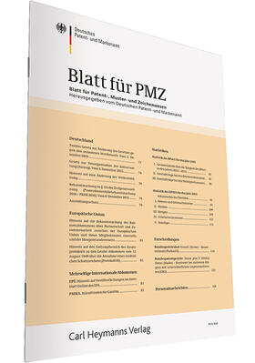  Blatt für Patent-, Muster- und Zeichenwesen - PMZ | Zeitschrift |  Sack Fachmedien