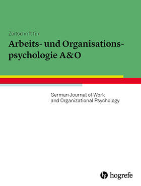 Zeitschrift für Arbeits- und Organisationspsychologie A&O | Hogrefe Verlag | Zeitschrift | sack.de