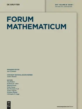 Managing Editor: Bruinier, Jan Hendrik / Hrsg. v. Brüdern, Jörg / Cohen, Frederick R. / Droste, Manfred / Duzaar, Frank / Neeb, Karl-Hermann / Noguchi, Junjiro / Shahidi, Freydoon / Sogge, Christopher D. / Wienhard, Anna |  Forum Mathematicum | Zeitschrift |  Sack Fachmedien