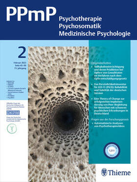 PPmP - Psychotherapie, Psychosomatik, Medizinische Psychologie | Thieme | Zeitschrift | sack.de