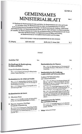 Bundesministerium des Innern (Hrsg.) |  Gemeinsames Ministerialblatt (GMBl) | Zeitschrift |  Sack Fachmedien