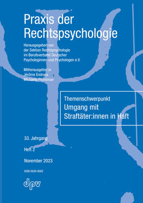 Vorstand der Sektion Rechtspsychologie im BDP |  Praxis der Rechtspsychologie | Zeitschrift |  Sack Fachmedien