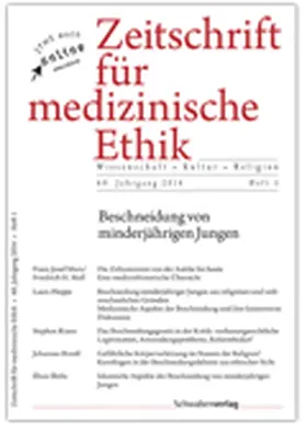 Herausgegeben im Auftrag der Görres-Gesellschaft von Franz-Josef Bormann, Alois Joh. Buch und Matthias Volkenandt. Geschäftsführender Herausgeber: Franz-Josef Bormann |  Zeitschrift für medizinische Ethik | Zeitschrift |  Sack Fachmedien