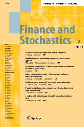  Finance and Stochastics | Zeitschrift |  Sack Fachmedien