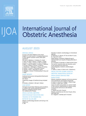 Editor-in-Chief: M.J. Paech |  International Journal of Obstetric Anesthesia | Zeitschrift |  Sack Fachmedien