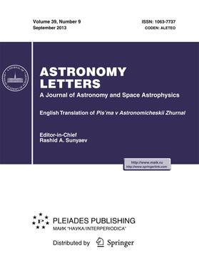 Editor-in-Chief: Rashid A. Sunyaev |  Astronomy Letters | Zeitschrift |  Sack Fachmedien