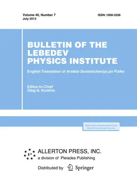 Editor-in-Chief: Nikolai Kolachevsky |  Bulletin of the Lebedev Physics Institute | Zeitschrift |  Sack Fachmedien