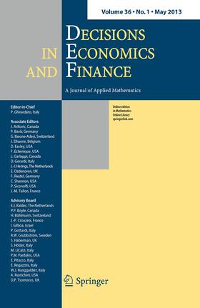 Editor-in-Chief: Paolo Ghirardato |  Decisions in Economics and Finance | Zeitschrift |  Sack Fachmedien